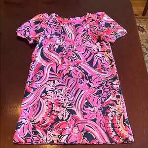 Lilly Pulitzer Pink and Navy Floral Kids Dress
